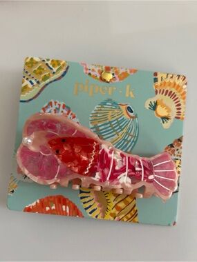 piper k Pink Marbled Lobster Pearl Accent Hair Claw Clip NWT